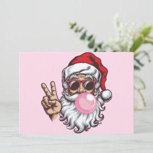 Retro Santa Christmas Blowing Bubble Vintage Holiday Card
