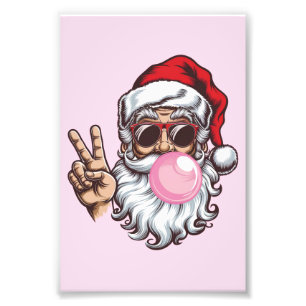 Retro Santa Christmas Blowing Bubble Vintage  Photo Print