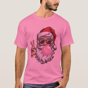 Retro Santa Christmas Blowing Bubble Vintage T-Shirt