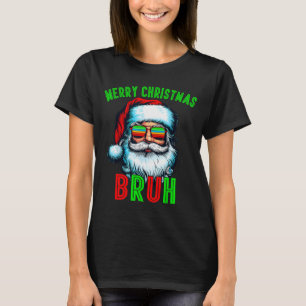 Retro Santa Christmas Bruh Pajama Family Meme Xmas T-Shirt