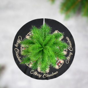 Retro Santa Christmas Brushed Polyester Tree Skirt