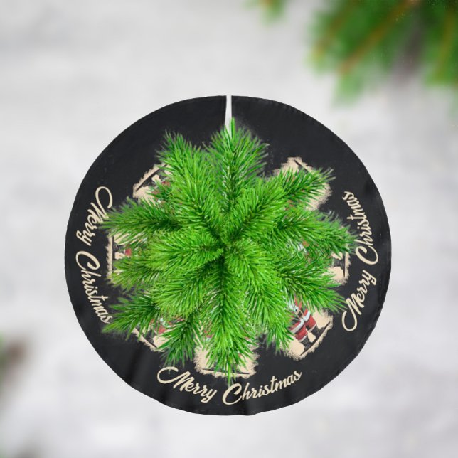 Retro Santa Christmas Brushed Polyester Tree Skirt (Creator Uploaded)