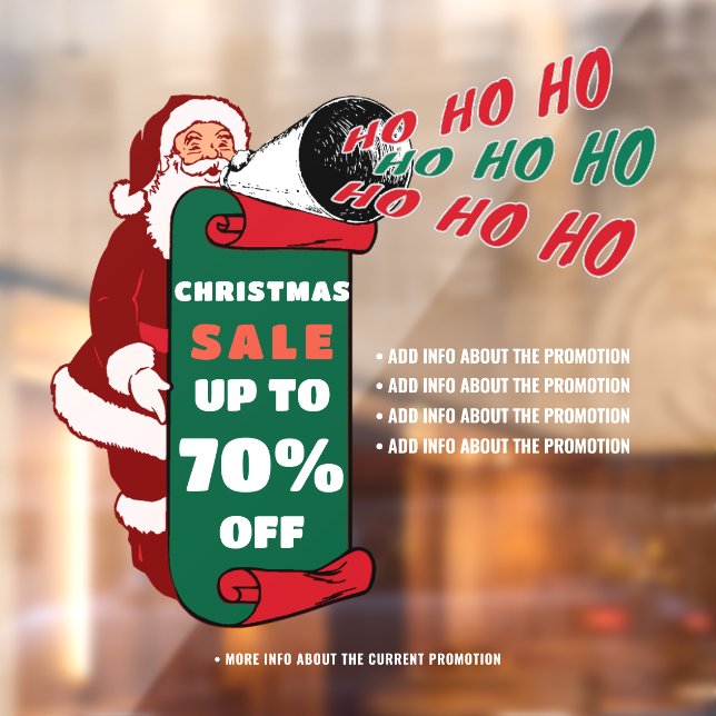 Retro Santa Christmas Business Sale Promotion Ads Window Cling (Sheet 2)
