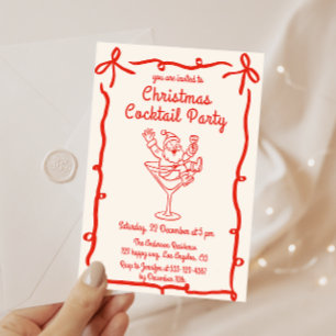 Retro Santa Christmas Cocktail Party Invitation