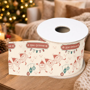 Retro Santa Christmas Grosgrain Ribbon