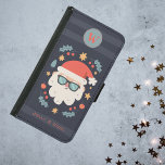 Retro Santa Christmas in July Monogram Initial  Samsung Galaxy S5 Wallet Case<br><div class="desc">Celebrate Christmas in July with this fun and festive Santa phone case! Featuring a cool Santa Claus rocking sunglasses and surrounded by stars and holly, this design brings holiday cheer with a summertime twist. Perfect for adding a touch of humour and personality to your tech accessories. Personalise it with your...</div>