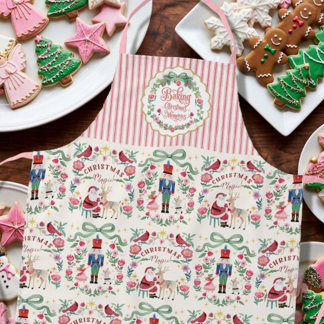 Retro Santa Christmas Magic Watercolor Nutcracker Apron (Creator Uploaded)