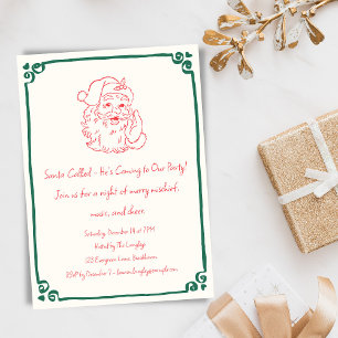 Retro Santa Christmas Party Whimsical Doodle Invitation