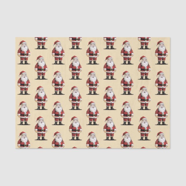Retro Santa Christmas Tissue Paper (Front)