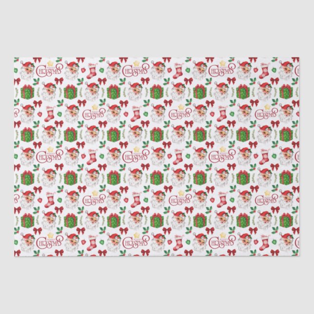Retro Santa Christmas Tissue Paper (Front)