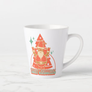 Retro Santa Christmas Tree Fun Character  Latte Mug