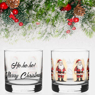 Retro Santa Christmas Whiskey Glass