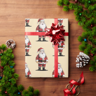 Retro Santa Christmas Wrapping Paper