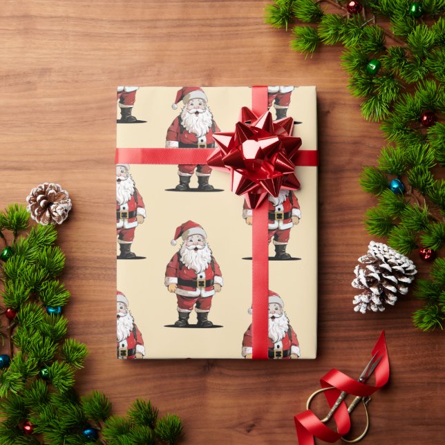 Retro Santa Christmas Wrapping Paper (Holiday Gift)