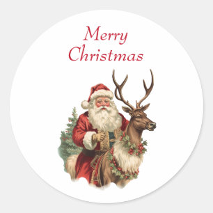Retro Santa Classic Traditional Christmas Classic Round Sticker