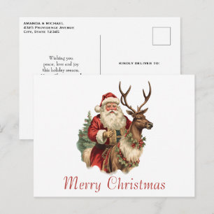 Retro Santa Classic Traditional Christmas Holiday Postcard