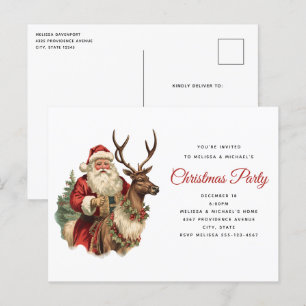 Retro Santa Classic Traditional Christmas Party Postcard
