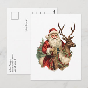 Retro Santa Classic Traditional Christmas Postcard