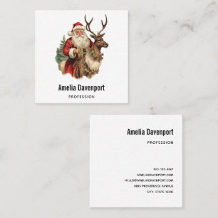 Retro Santa Classic Traditional Christmas Square Business Card