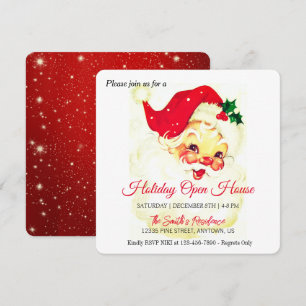 Retro Santa Claus Celebration, Open House Holiday Card