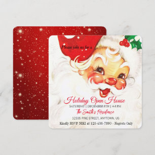 Retro Santa Claus  Celebration, Open House Holiday Card