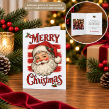 Retro Santa Claus Christmas Card Customisable