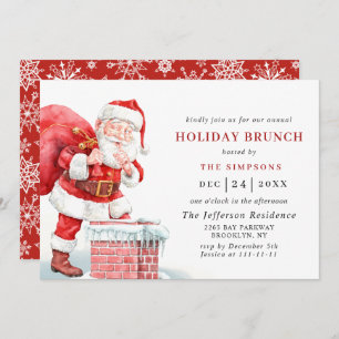 Retro Santa Claus Christmas HOLIDAY BRUNCH Invitation