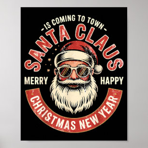 Retro Santa Claus Christmas Vintage Holiday For Ev Poster