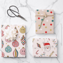 Retro Santa Claus Christmas Wrapping Paper Sheet