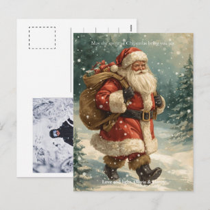 Retro Santa Claus Classic Custom Photo Christmas Holiday Postcard