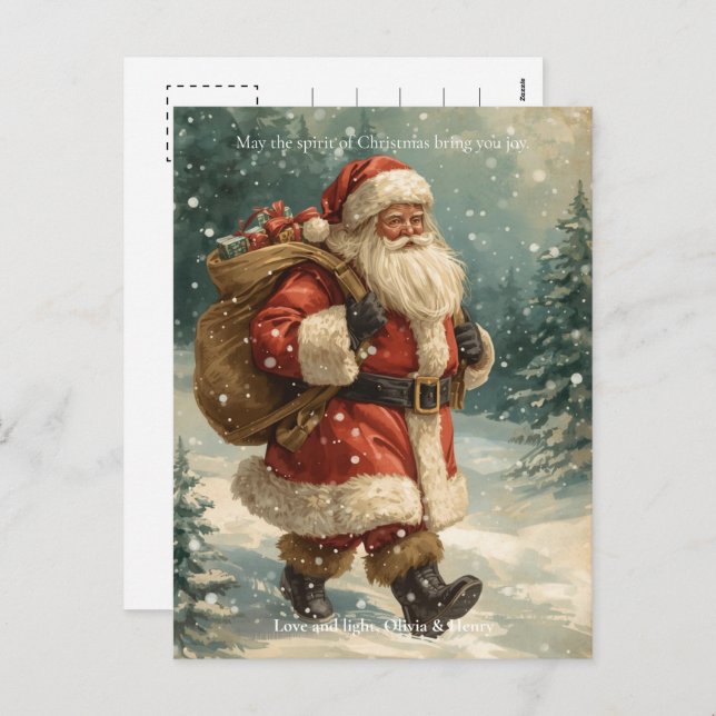 Retro Santa Claus Classic Custom Photo Christmas Holiday Postcard (Front/Back)