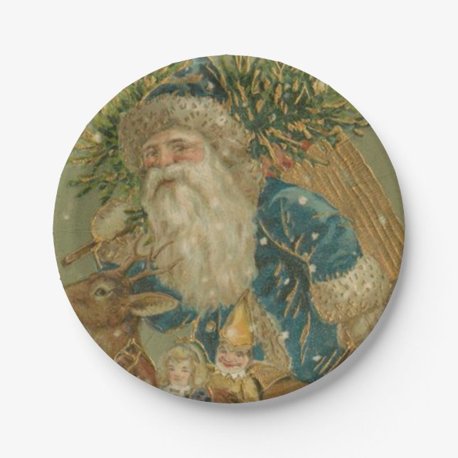 Retro Santa Claus from 1900's Paper Plate (Front)