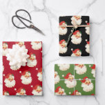 Retro Santa Claus Head Wrapping Paper Sheet<br><div class="desc">Retro Santa Claus Christmas Holiday Sweater Wrapping Paper. You get a red,  black and the green background. Great for the Holidays!</div>