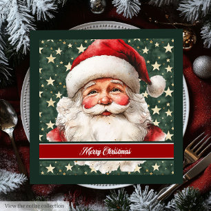 Retro Santa Claus Holiday Watercolor Napkins