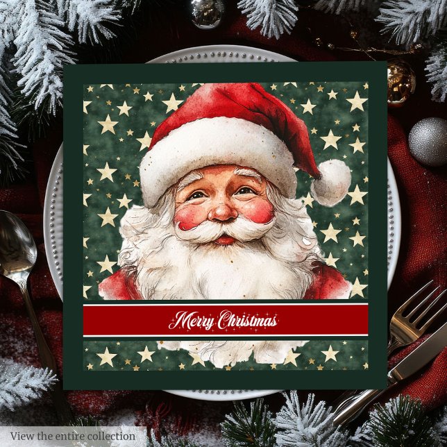 Retro Santa Claus Holiday Watercolor Napkins (Retro Santa Claus Holiday Watercolor Napkins)