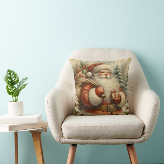 Retro Santa Claus Illustration Cushion (Chair)