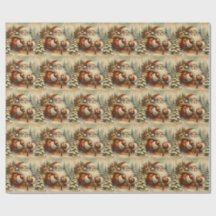 Retro Santa Claus Illustration Wrapping Paper