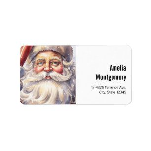 Retro Santa Claus in a Red Hat Christmas Address Label
