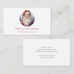 Retro Santa Claus in a Red Hat Christmas Business Business Card