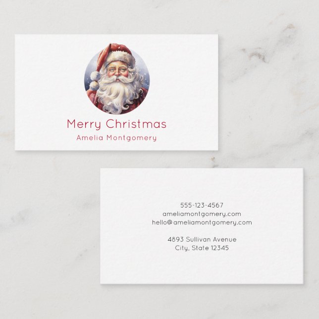 Retro Santa Claus in a Red Hat Christmas Business Business Card (Front/Back)