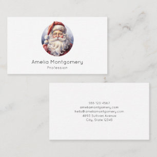 Retro Santa Claus in a Red Hat Christmas Business Card