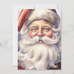 Retro Santa Claus in a Red Hat Christmas Holiday Card