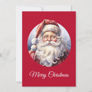 Retro Santa Claus in a Red Hat Christmas Holiday Card