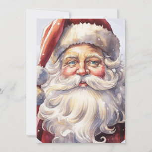 Retro Santa Claus in a Red Hat Christmas Invitation