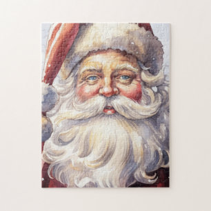 Retro Santa Claus in a Red Hat Christmas Jigsaw Puzzle