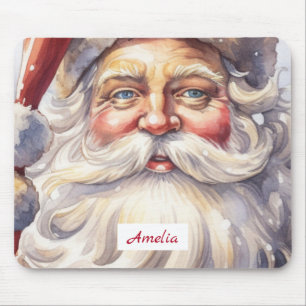 Retro Santa Claus in a Red Hat Christmas Mouse Mat