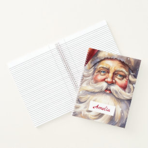 Retro Santa Claus in a Red Hat Christmas Notebook