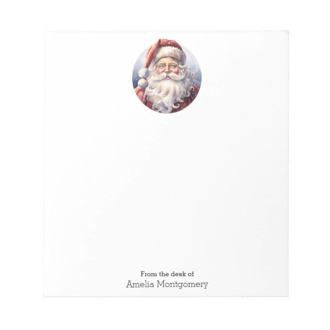 Retro Santa Claus in a Red Hat Christmas Notepad (Front)