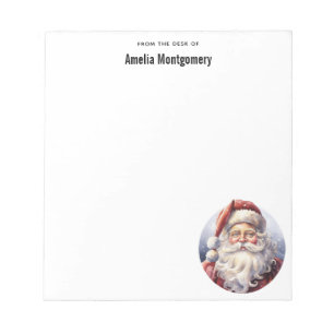 Retro Santa Claus in a Red Hat Christmas Notepad