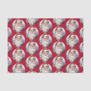 Retro Santa Claus in a Red Hat Christmas Pattern Tissue Paper